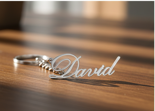 Customised Name Silver keychain